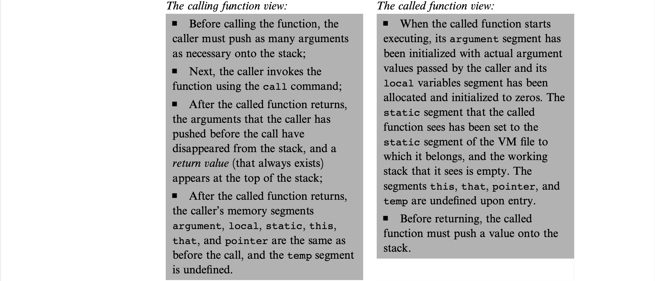 View between calling and called function